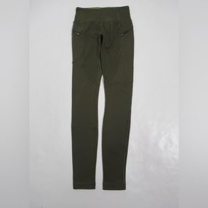 Lululemon Women's First Mile Tech Tight Military Green Size 4 Cotton Fleece NWOT